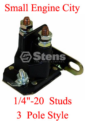 12-Volt Starter Solenoid For Riding Lawn Mowers - 3 Post With 1/4-20 Studs - Stevens Lake Parts